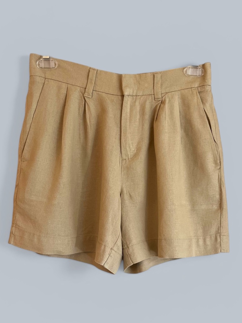 Express Linen Rayon Tan Pleat-Front 5.5" Shorts Size 6